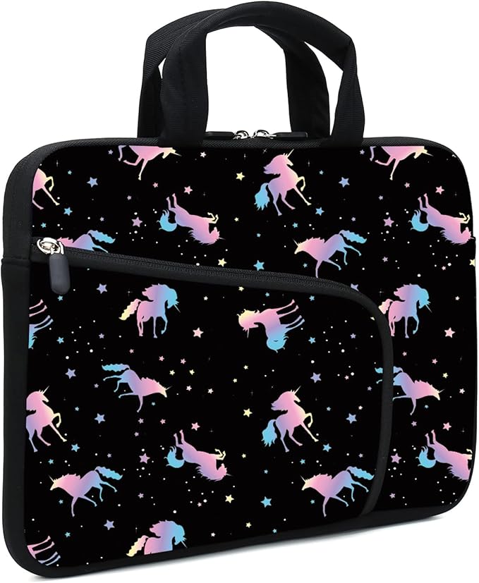 Unicorn Laptop Sleeve - 11.6" & 12.2" Chromebook & Ultrabook Case with Two Pockets & Neoprene Handle for Men & Women - Fits Apple MacBook Air, Samsung, Acer, HP, DELL