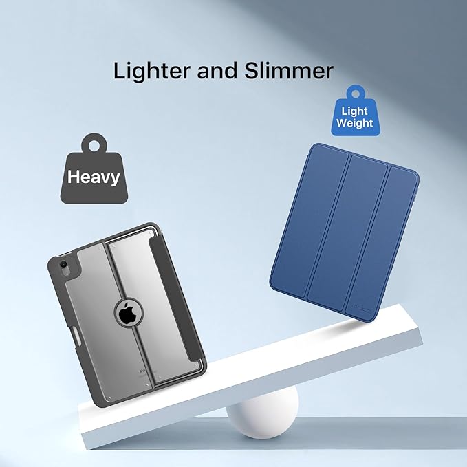 MoKo for iPad (A16) 11th Generation Case 11 Inch 2025, iPad 10th Generation Case 10.9 Inch 2022 with Pencil Holder, Slim Light Trifold Protective Cover with Hard PC Translucent Back Shell, Navy Blue