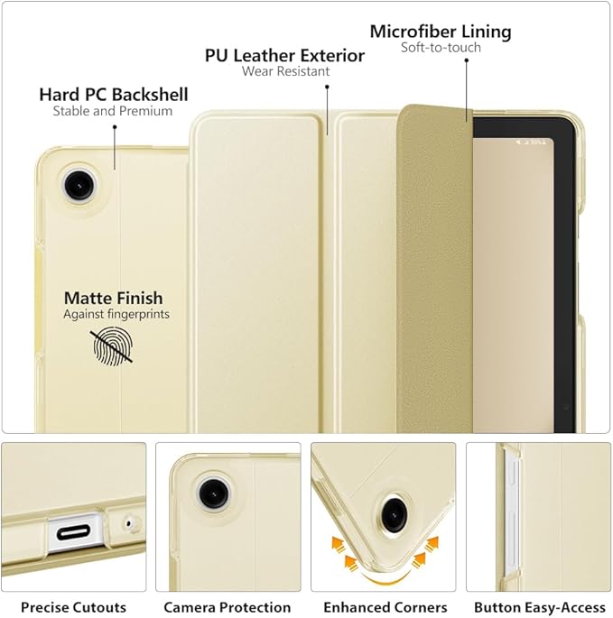 MoKo Case for Galaxy Tab A9+/A9 Plus 11 inch 2023, Slim Stand Protective Smart Cover with Hard PC Translucent Back Shell for Tab A9 Plus Tablet (SM-X210/X216/X218), Auto Wake/Sleep, Champagne Gold