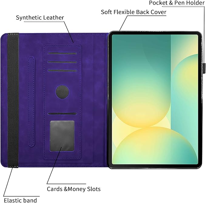 Rotating Case for Samsung Tab S10 Lite /S10 Fe/S9 Fe 10.9 Inch /S9 Tab 360° Rotating Cover Multi-Angle Viewing Stand Auto Wake/Sleep PU Leather Business Folio Protective Cases, Purple
