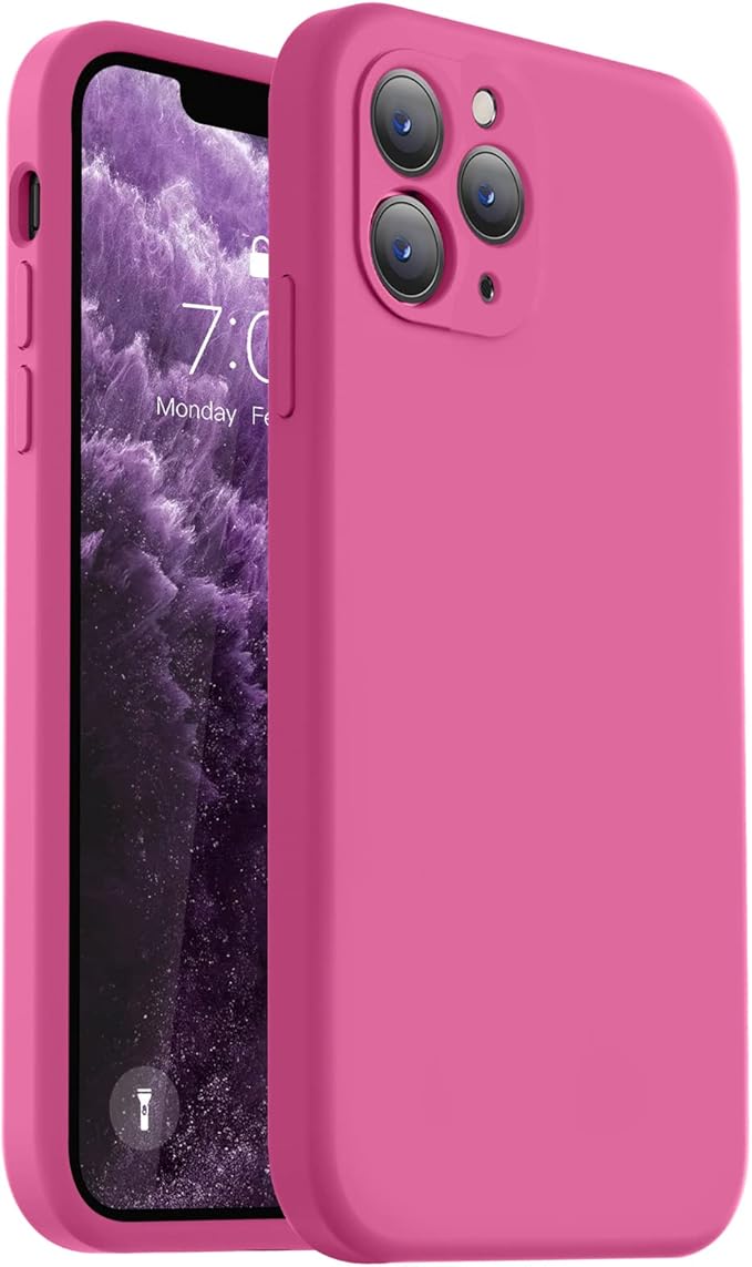 Vooii Compatible with iPhone 11 Pro Case, Upgraded Liquid Silicone with [Flat Edges] [Camera Protection] [Soft Anti-Scratch Microfiber Lining] Phone Case for iPhone 11 Pro 5.8 inch - Pitaya