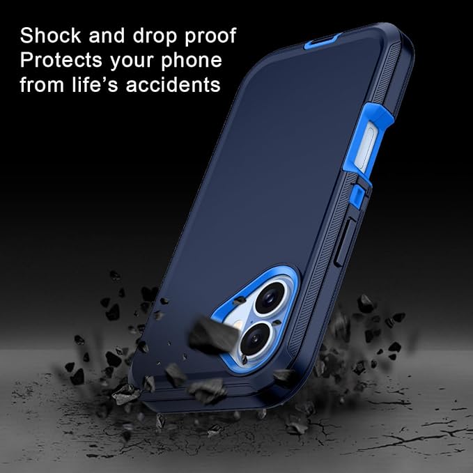 for iPhone 17 Case Shockproof Dust/Drop Proof 3-Layer Full Body Protection [Without Screen Protector] Rugged Heavy Duty Cover Case for Apple iPhone 17 6.3" 2025,Navy Blue