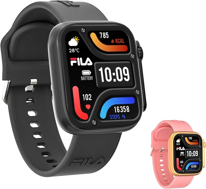 Fila Smart Watch with Bluetooth Calls, 1.83" Screen Fitness Tracker for Men Women, IP67 Waterproof, 120+ Workout Modes, 24/7 Heart Rate/Sleep Tracking, iOS Android Compatible - SW70 (Black)