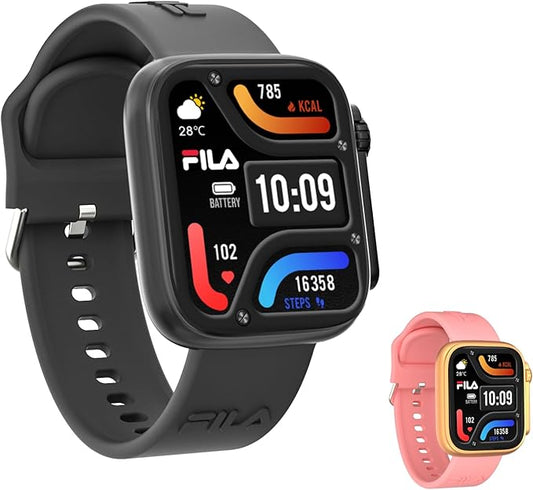 Fila Smart Watch with Bluetooth Calls, 1.83" Screen Fitness Tracker for Men Women, IP67 Waterproof, 120+ Workout Modes, 24/7 Heart Rate/Sleep Tracking, iOS Android Compatible - SW70 (Black)