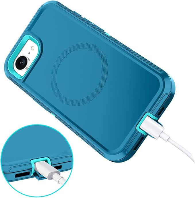 for iPhone 16e Case [Compatible with MagSafe] Shockproof 3-Layer Full Body Protection [Without Screen Protector] Rugged Heavy Duty Cover Case for Apple iPhone 16e 6.1" 2025,Turquoise