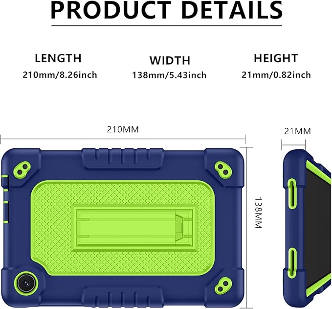 for TCL Tab 8 LE Tablet Case,Shoulder Strap Soft Silicone&Hard Back Shockproof Kids Friendly Case for TCL Tab 8 LE/TCL Tab 8 WiFi/TCL TAB 8V/TCL Tab 8 SE/TCL Tab 8 Plus 8 Inch(Navy/Green)