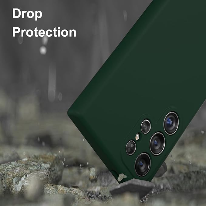 E Segoi Designed for Galaxy S24 Ultra Case, Liquid Silicone Gel Rubber Shockproof Case Soft Microfiber Cloth Lining Cushion Compatible with S24 Ultra 5G 6.8 inch (Sequoia Green, S24 Ultra - 6.8")