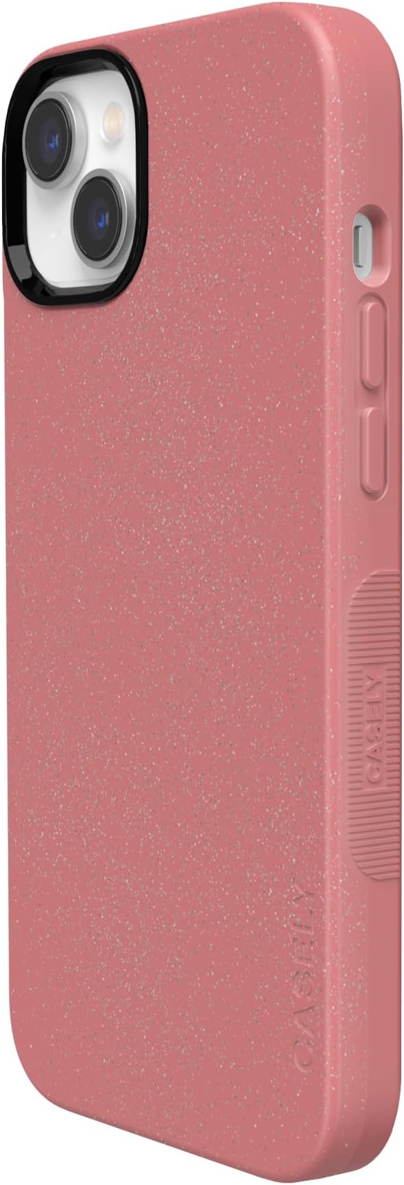 Casely iPhone 14 Case | Starfish Wishes | Coral Pink Shimmer Glitter | Bold Protective Design | Compatible with MagSafe