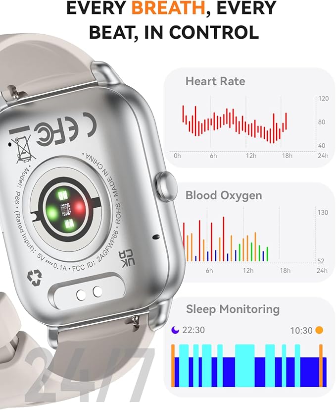 Smart Watches for Men Women(Answer/Make Call), 1.85 inch HD Fitness Tracker Watch with Activity Counter/Sleep Monitor/ 110+ Sports Modes, IP68 Waterproof Smart Watch for Andriod iPhone iOS Compatible