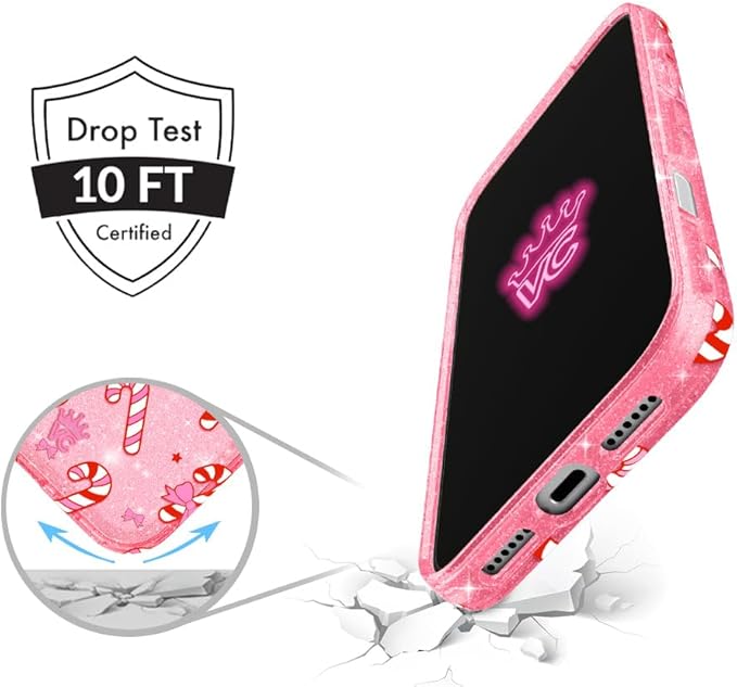 VELVET CAVIAR Case for iPhone 17 Air | Compatible with MagSafe | 10ft Drop Tested | Protective Christmas Cases | Pink Peppermint Glitter
