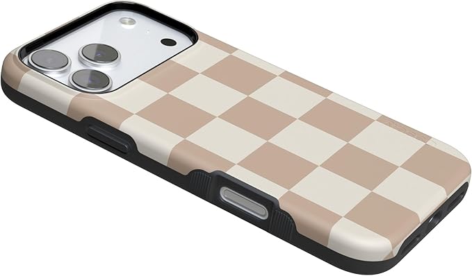 Casely iPhone 17 Pro Case | Fit Check | Neutral Checkerboard | Compatible with MagSafe | Bold Protective Design