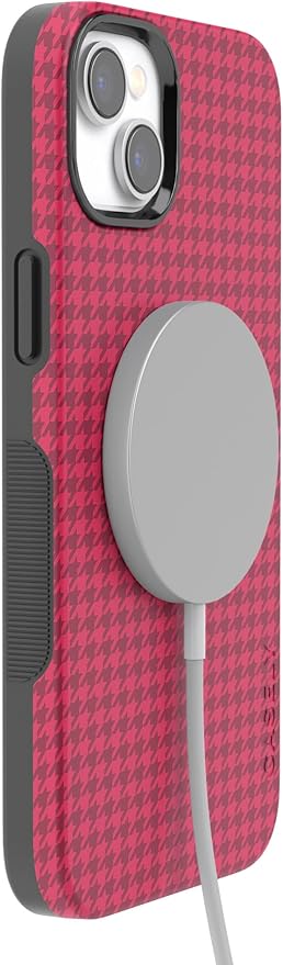 Casely iPhone 14 Case | Best Dressed | Pink Houndstooth | Compatible with MagSafe | Bold Protective Design