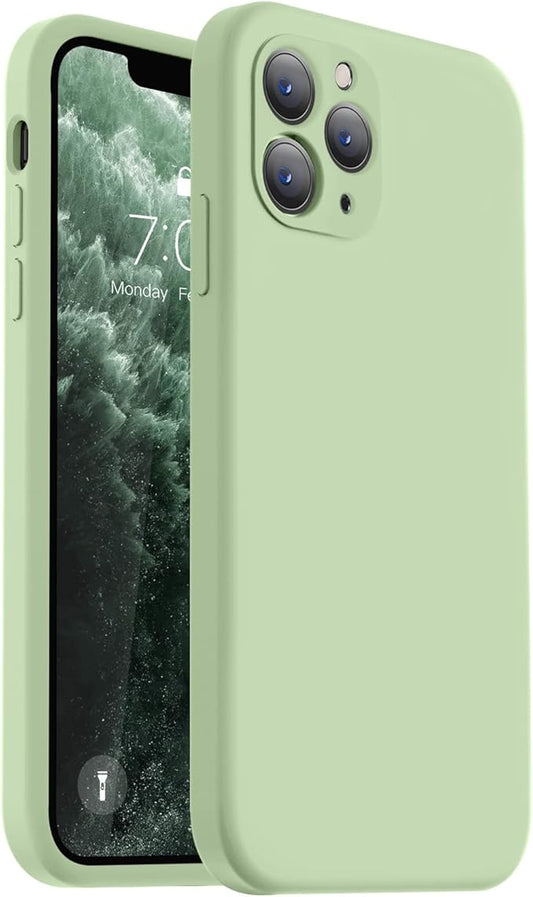 Vooii Compatible with iPhone 11 Pro Max Case, Upgraded Liquid Silicone with [Flat Edges] [Camera Protection] [Soft Anti-Scratch Microfiber Lining] Phone Case for iPhone 11 Pro Max - Matcha