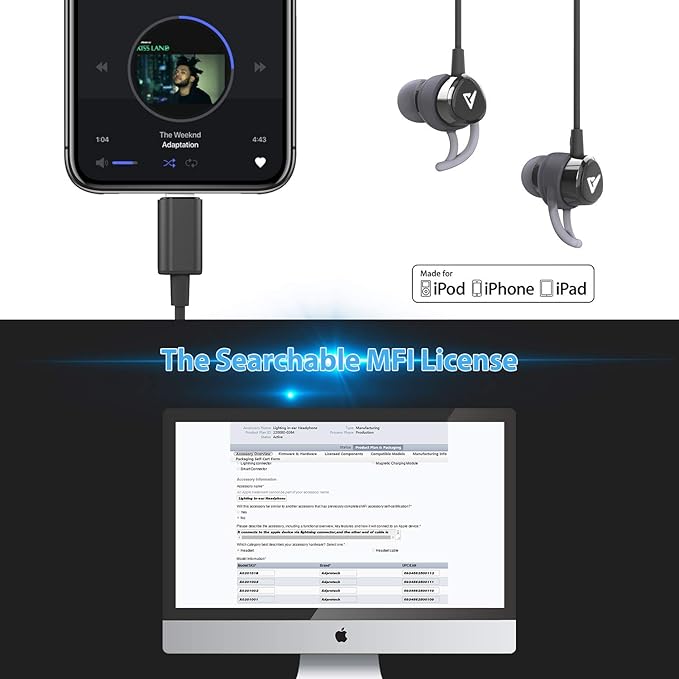 Lightning Headphones Earphones Magnetic Earbuds in-Ear MFi Certified with Microphone Controller for Sports Workout Compatible with iPhone 14/13/12/11/Pro Max/Xr/Xs Max/X Black