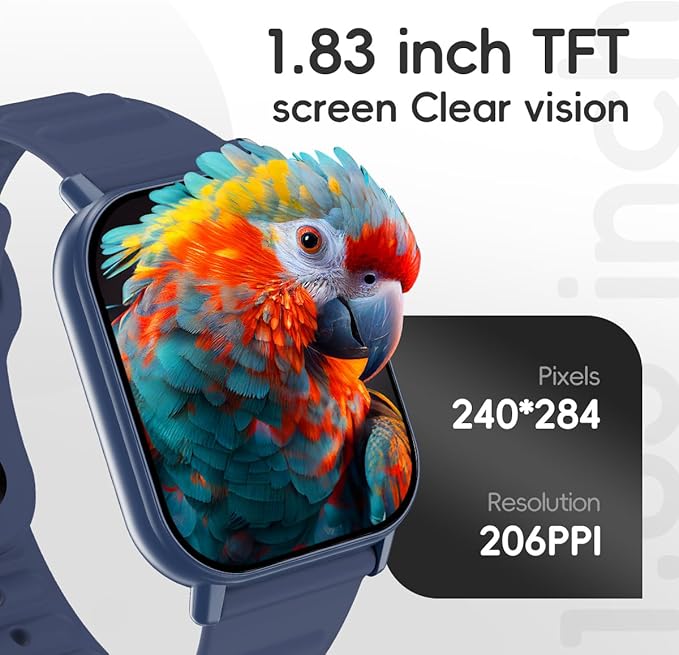 Smart Watch Sports Pedometer Fitness Tracker Bluetooth Call Heart Rate/Blood Oxygen/Sleep Monitor, 100 Sports Modes Waterproof for iOS Android Men's Women's Smart Watch (Blue)