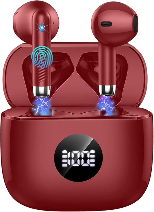 Wireless Earbuds, Bluetooth 5.4 Headphones LED Power Display Ear Buds Bass Stereo, Bluetooth Earbuds in-Ear Noise Cancelling Mic, 40H Playback Mini Case IP7 Waterproof Sports Earphones for Android iOS