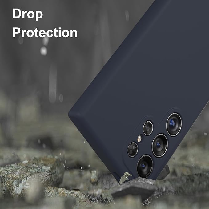 E Segoi Designed for Galaxy S24 Ultra Case, Liquid Silicone Gel Rubber Shockproof Case Soft Microfiber Cloth Lining Cushion Compatible with Galaxy S24 Ultra 5G 6.8 inch (Midnight, S24 Ultra - 6.8")