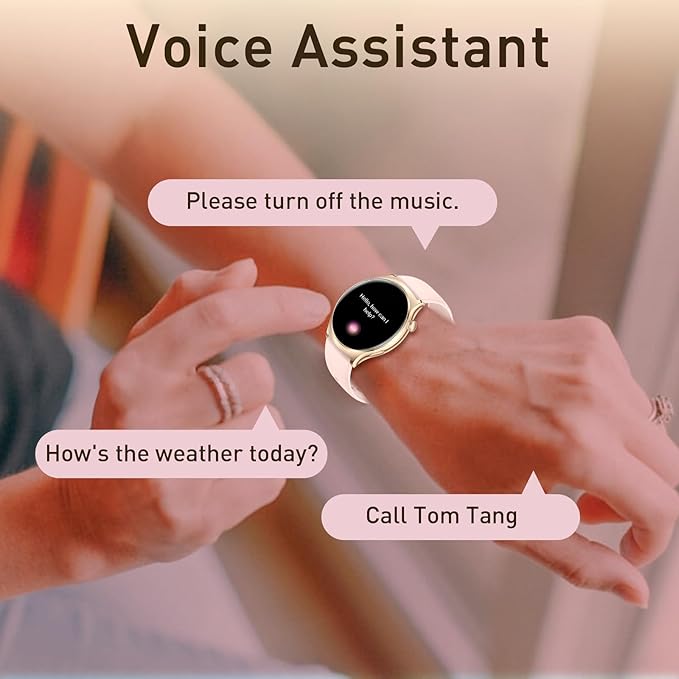 Smart Watch for Women Men(Answer/Make Calls) 1.43" HD Fitness Tracker Watchs with IP68 Waterproof/100+ Sports Modes/Heart Rate Sleep Monitor/Counter for Android/iPhone, Pink