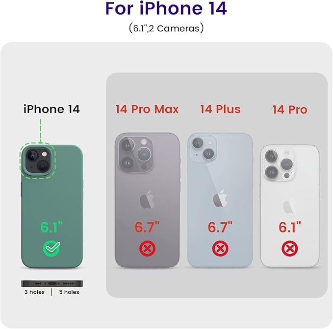 OTOFLY Designed for iPhone 14 Case, Silicone Shockproof Slim Thin Phone Case for iPhone 14 6.1 inch (Pine Green)