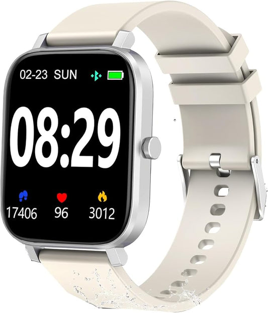 Smart Fitness Tracker Watch with Heart Rate Monitor, Activity Tracker with Pedometer, Sleep Monitor, Calories & Step Counter, Waterproof Smart Watch for Women Men Fitness Watch for Sports