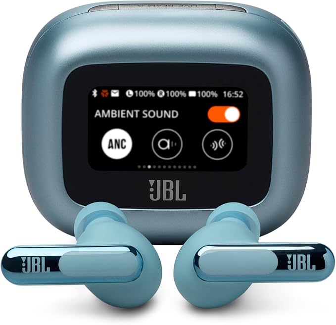JBL Live Beam 3 - True Wireless Noise-Cancelling Closed-Stick Earbuds, 48Hrs Total Playback, Wireless Charging, 6 Mics for Perfect Calls, Multi-Point Connection, IP55 Waterproof and dustproof (Blue)
