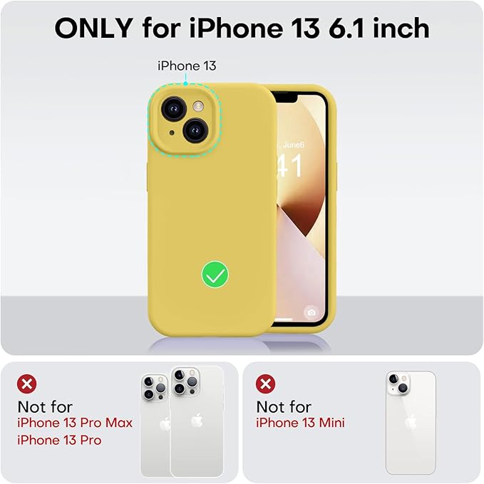 Vooii Compatible with iPhone 13 Case, Liquid Silicone Upgrade [Camera Protection] [Soft Anti-Scratch Microfiber Lining] Shockproof Phone Case for iPhone 13 6.1 inch - Canary Yellow