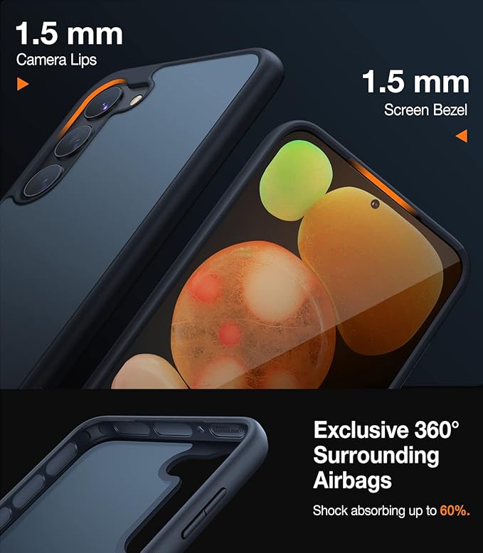 TORRAS Shockproof for Samsung Galaxy S23 Case, [Military Grade Drop Tested] Translucent Matte Hard Back & Soft Edge Slim Protective for Samsung S23 Case Guardian Series, Black