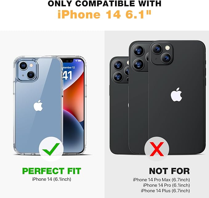 Diaclara Designed for iPhone 14 Case, [with Privacy Screen Protector] [Anti Spy] [Military Grade Drop Protection] Heavy Duty Full-Body Shockproof Phone Case, Clear