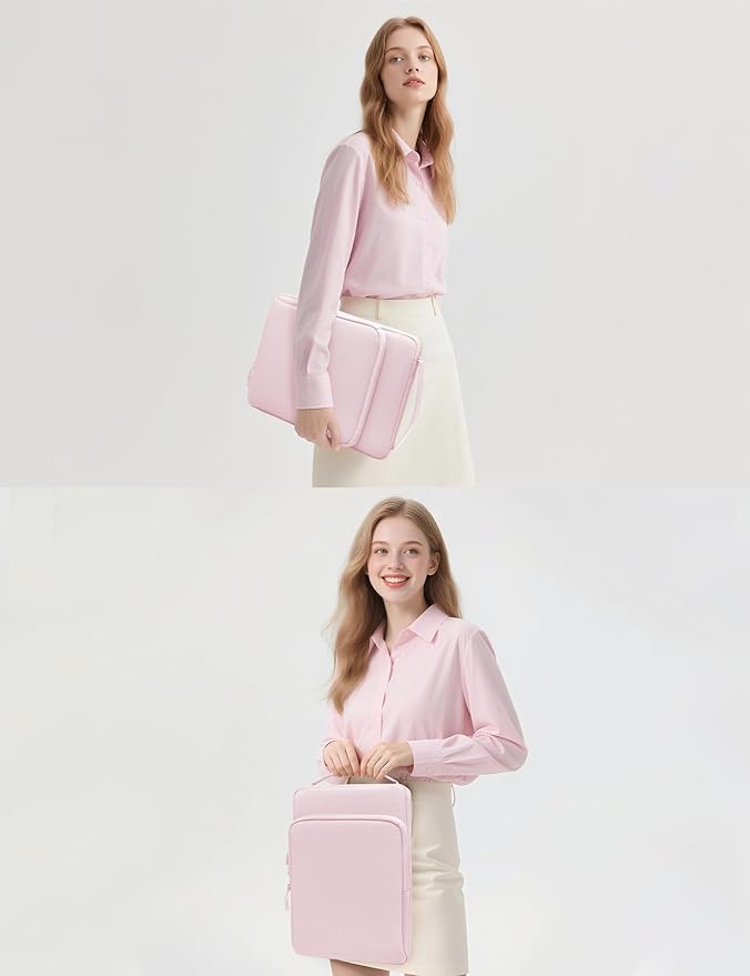HYZUO 13.3-14 Inch Laptop Bag Sleeve for MacBook Pro 14 M4 M3 M2 M1, MacBook Air/Pro 13.3, 13.8"/13.5" Surface Laptop/Book, Notebook Case for 13" Dell Lenovo ThinkPad HP Asus Acer, Pale Pink