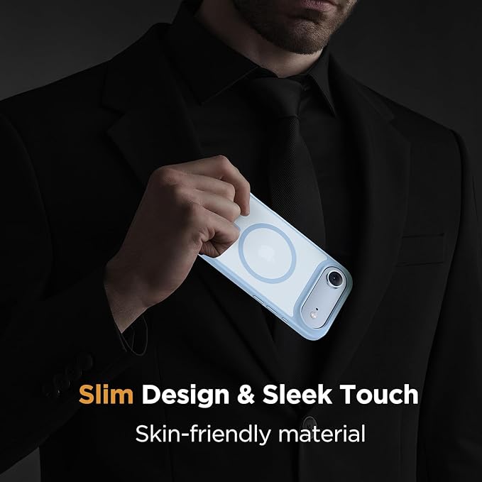Miracase Magnetic for iPhone Air Case 2025 with Screen Protector(Compatible with MagSafe), Slim Thin Translucent Matte Military-Grade Protected Phone Cover for iPhone 17 Air 6.5" Armbands, Sky Blue