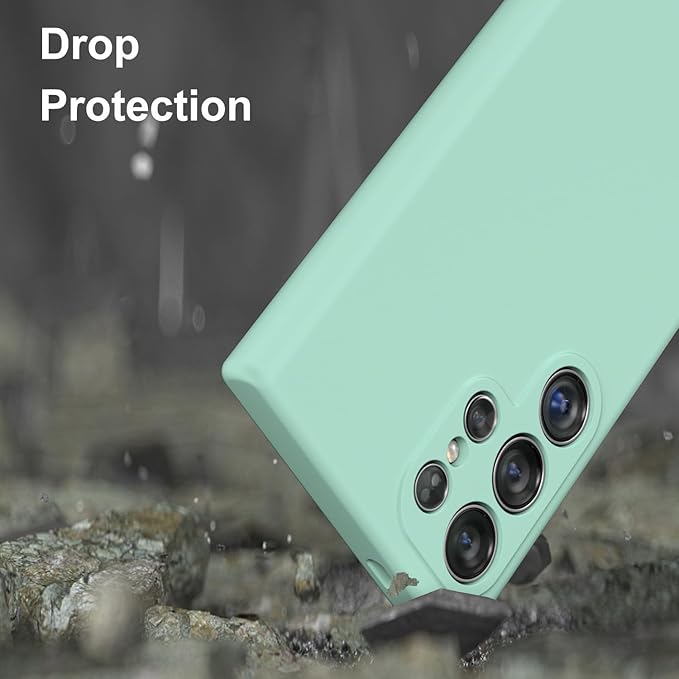 E Segoi Designed for Galaxy S24 Ultra Case, Liquid Silicone Gel Rubber Shockproof Case Soft Microfiber Cloth Lining Cushion Compatible with Galaxy S24 Ultra 5G 6.8 inch (Mint, S24 Ultra - 6.8")