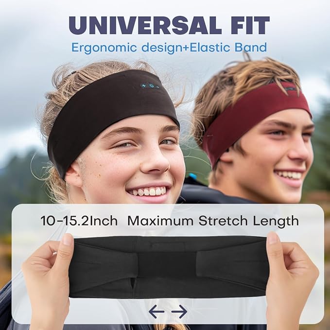 Sleep Headphones Bluetooth Headband for Side Sleeper 2-Pack, 14H Playtime, Wireless Headband Headphones with HD Stereo Speakers for Workout,Running,Yoga, Ideal Gifts for Men, Women, Teens