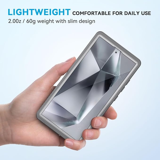 Lanhiem for Samsung Galaxy S24 Ultra Case, IP68 Waterproof Dustproof, Built-in Screen Protector, Rugged Full Body Shockproof Protective Cover for Galaxy S24 Ultra 5G 6.8 Inch, Titanium Gray/Clear