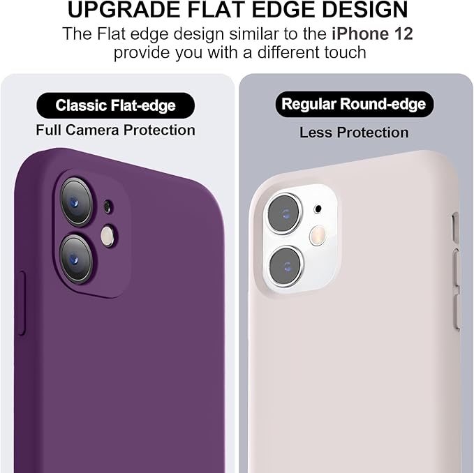Vooii Compatible with iPhone 11 Case, Upgraded Liquid Silicone with [Flat Edges] [Camera Protection] [Soft Anti-Scratch Microfiber Lining] Phone Case for iPhone 11 6.1 inch - Grape