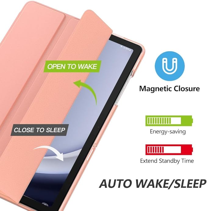 MoKo Case for Galaxy Tab A9+/A9 Plus 11 inch 2023, Slim Stand Protective Smart Cover with Hard PC Translucent Back Shell for Tab A9 Plus Tablet (SM-X210/X216/X218), Auto Wake/Sleep, Apricot Orange