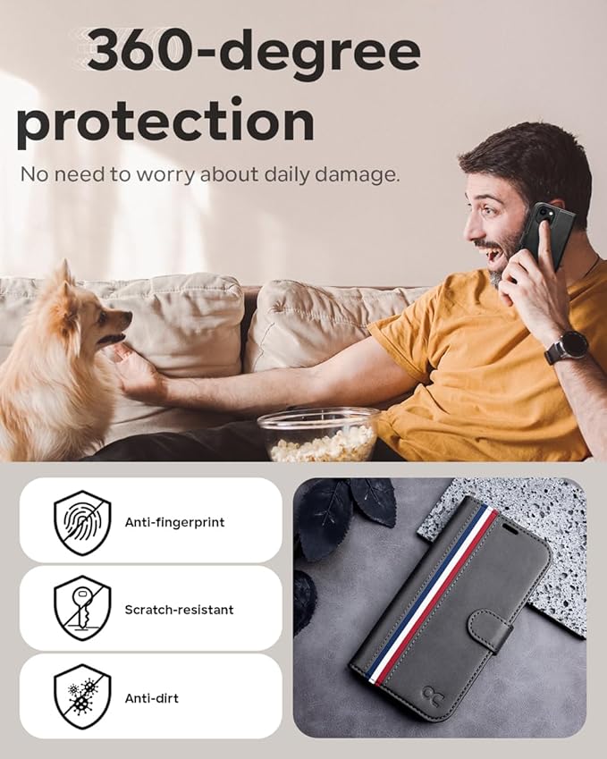 OCASE Compatible with iPhone 15 Wallet Case, PU Leather Flip Folio Case with Card Holders RFID Blocking Kickstand [Shockproof TPU Inner Shell] Phone Cover 6.1 Inch 2023, Spliced Gray