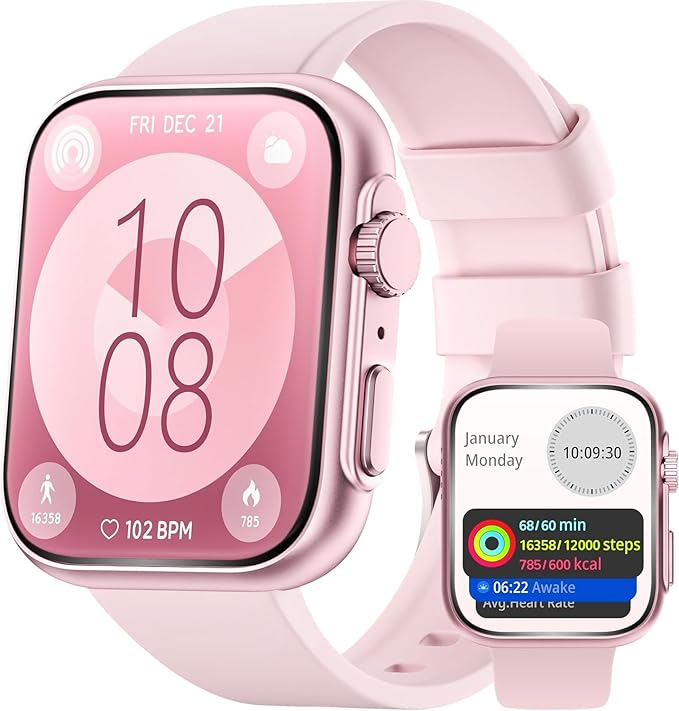 Smart Watch for Men Women, Bluetooth Call, 120+ Sports Modes, Sleep Tracking, Step & Calorie Counter, Water Resistant Smartwatch for Android iPhone (Pink)