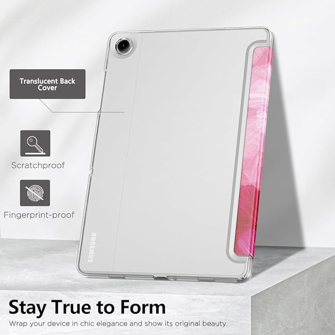 MoKo Case for Galaxy Tab A9+/A9 Plus 11 inch 2023, Slim Stand Protective Smart Cover with Hard PC Translucent Back Shell for Tab A9 Plus Tablet (SM-X210/X216/X218), Auto Wake/Sleep, Coreopsis