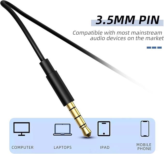 EP-06 Wired Earbuds in-Ear Earphones,Build-in Microphone Noise Isolating Headphones,3.5mm Jack 4.9ft Long Cord Ear Buds,HD Bass Audio,with 6 Ear Tips,for Smartphones/Laptop/Computer Etc-Black