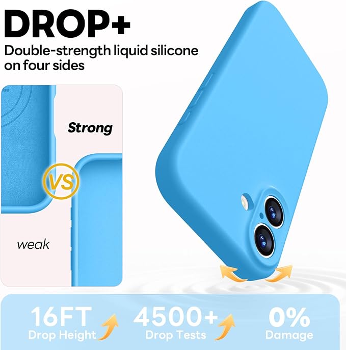 Vooii Magnetic Compatible with iPhone 17 Case (Compatible with Magsafe) (Upgraded Camera Protection) Liquid Silicone Shockproof Full Body Protective Phone Cover for Women Men, Blue, 6.3"