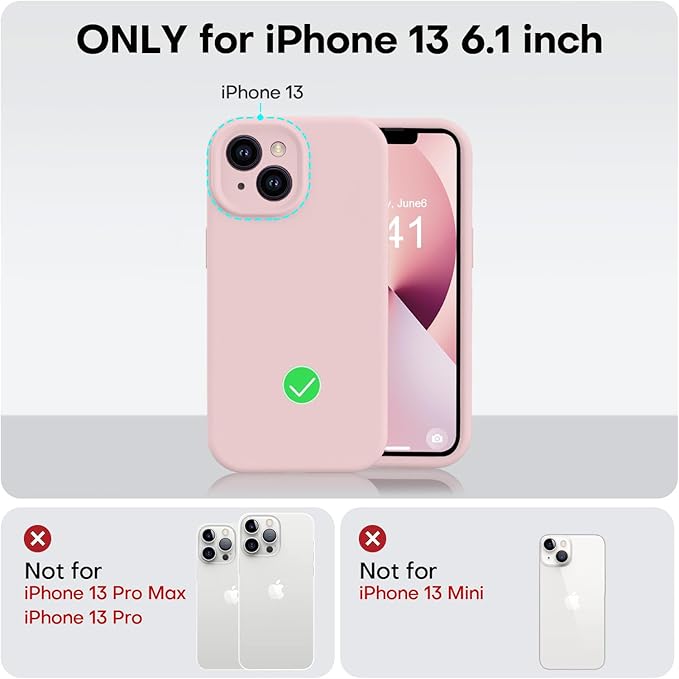 Vooii Compatible with iPhone 13 Case, Liquid Silicone Upgrade [Camera Protection] [Soft Anti-Scratch Microfiber Lining] Shockproof Phone Case for iPhone 13 6.1 inch - Pink Sand