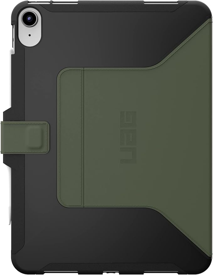 URBAN ARMOR GEAR UAG Designed for iPad 11" A16 11th Gen 2025, 10.9" 10th Gen 2022 Case A3354 A3355 A2696 - Rugged Slim Protective Folio Cover with Pencil Holder, Scout Folio Black/Olive