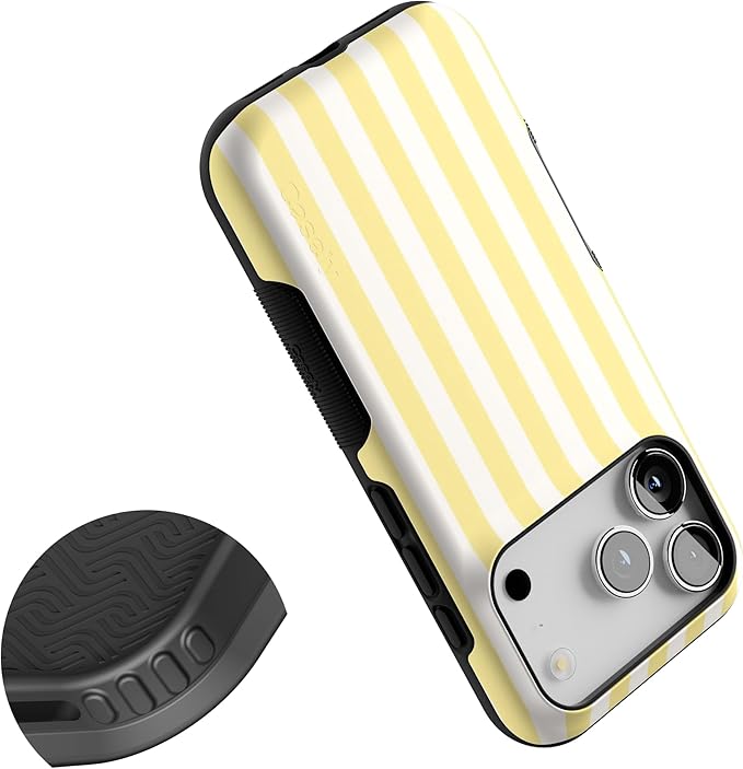 Casely iPhone 17 Pro Case | Butter Yellow Stripes | Sunday Best | Bold Protective Design | Compatible with MagSafe