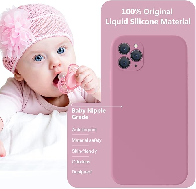 Vooii Compatible with iPhone 11 Pro Max Case, Upgraded Liquid Silicone with [Flat Edges] [Camera Protection] [Soft Anti-Scratch Microfiber Lining] Phone Case for iPhone 11 Pro Max - Lavender Purple