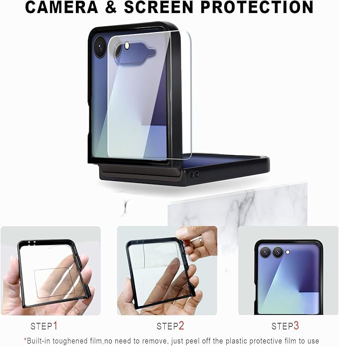 ASAPDOS Leather Folio Magnetic Case for Samsung Galaxy Z Flip 7 [Compatible with MagSafe],Built-in Screen Protector and PU Leather Thin Slim Protective Case Cover Black