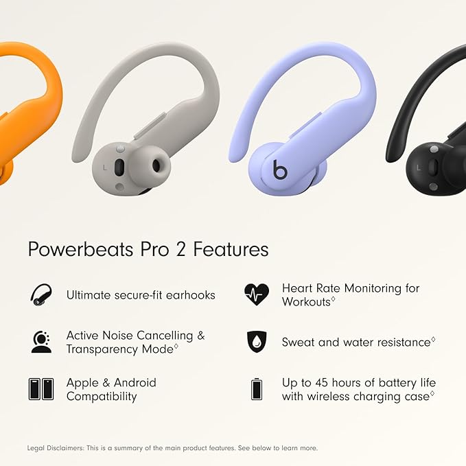 Beats Powerbeats Pro 2 - Wireless Bluetooth Earbuds with USB-C Charging Cables (1.5 m) - Hyper Purple