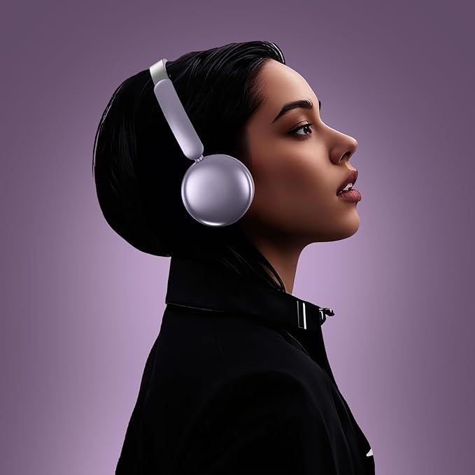 LORELEI Q60 Wireless Bluetooth On-Ear Headphones Lightweight ，Built-in Micphone, 40 Hours Up Battery Life, Bass Mode, Memory Earmuffs (Purple)
