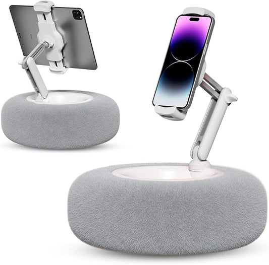 Tablet Pillow Stand for Reading, Adjustable Tablet Stand Phone Holder for Bed with Detachable Snack Bowl, Fits 4.7"-13" Kindle/Phones/Tablets, Watch Videos, Stream Media, Gray