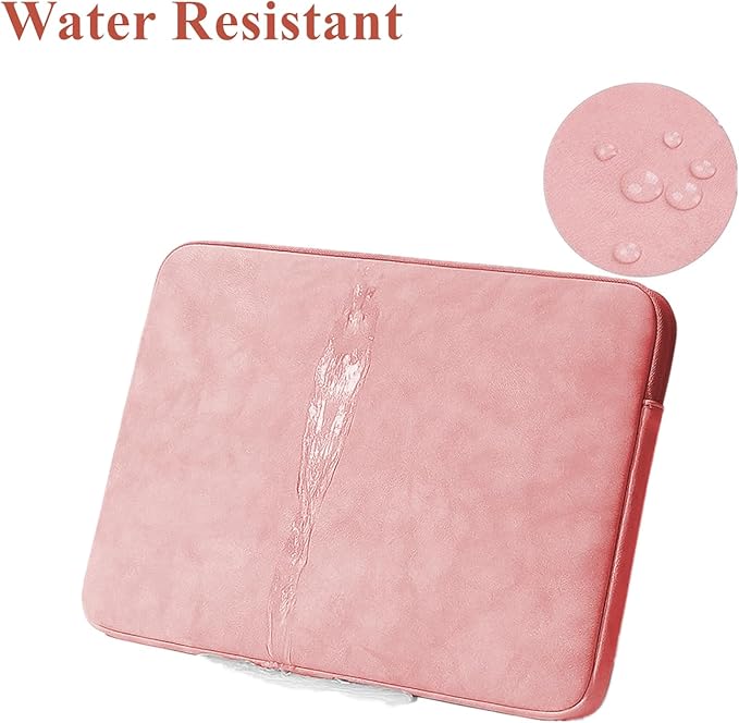Megoo 13" Laptop Sleeve Case Soft PU Leather Pouch for Samsung Galaxy Book/Chromebook, Surface Pro 12/11/10/9/X/8/7, Shockproof Water-Resistant Carry Case Bag for 12"-13" Notebook Computers(Pink)