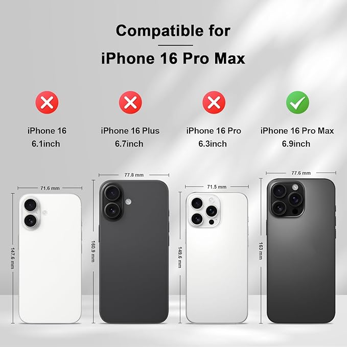 Jasonyu Flip Wallet Case for iPhone 16 Pro Max,Leather Magnetic Folio Cover with Card Holder,Kickstand - TPU Shockproof Durable Protective Phone Case,Black